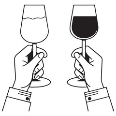 Hands Holding Wine Glasses Toasting Celebration Cheers Illustration