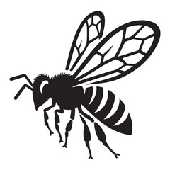 Detailed Bee Silhouette Vector Image for Print and Web Design