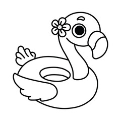 Flamingo coloring page, Summer Fun Coloring Page, Bold and Easy, Hand Drawing, Holiday Coloring Fun, flat design illustration, Summer set of icons, Travel, Vector illustration,