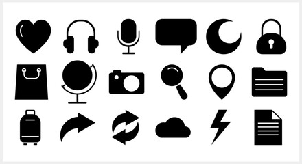 Stencil set icon isolated Cartoon clipart Vector stock illustration