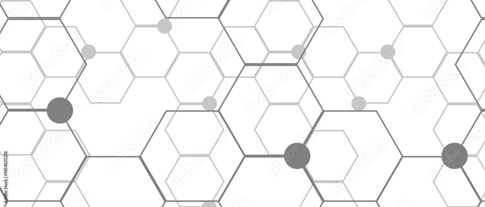 Poster Hexagon geometric on a white background. Geometric abstract background with simple Hexagon elements. Schematic diagram of carbon nanotubes. Molecular structure tech. 