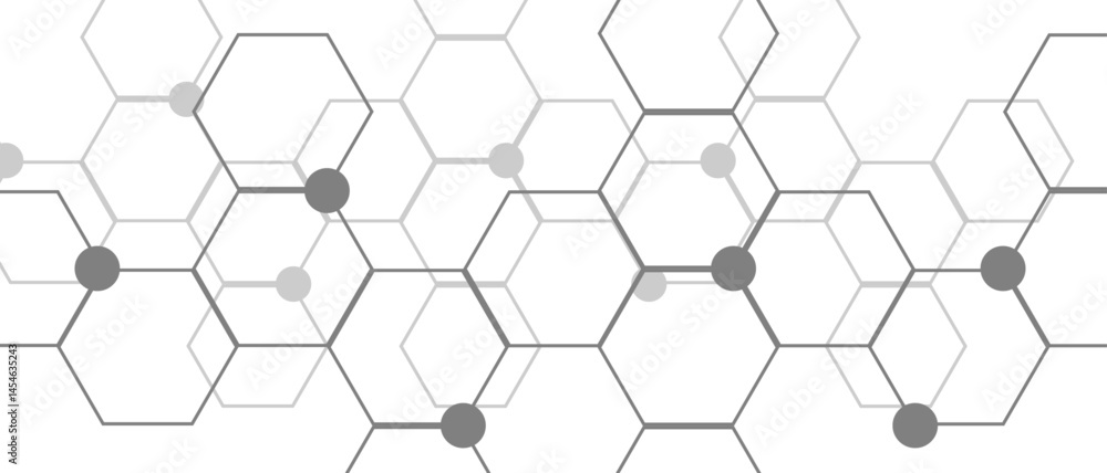 Fototapete Hexagon geometric on a white background. Geometric abstract background with simple Hexagon elements. Schematic diagram of carbon nanotubes. Molecular structure tech. 