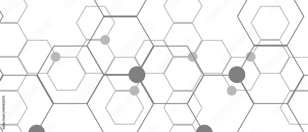 Poster Hexagon geometric on a white background. Geometric abstract background with simple Hexagon elements. Schematic diagram of carbon nanotubes. Molecular structure tech. 