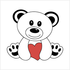 Cartoon bear clipart isolated Animal logo Coloring page book Vector stock illustration