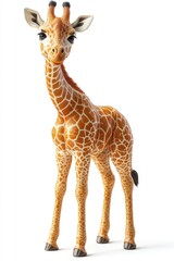 Obraz premium Full body giraffe, small, with tan body, brown spots, small horns