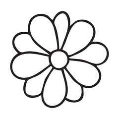 Simple Flower Illustration with Bold Outlines for Creative Designs