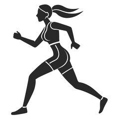 Woman Running icon silhouette vector illustration