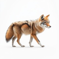 Fototapeta premium Coyotes on a white background. Side view of a wild animal