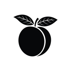 Peach Food Icon Silhouette Vector Illustration