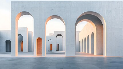 Modern arches, light, minimalist architecture