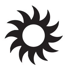 Silhouette of Black Sun Wheel Symbol Vector Illustration Graphic