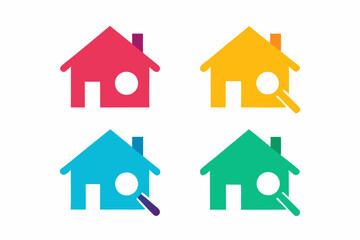 set of House Searching icon silhouette vector illustration