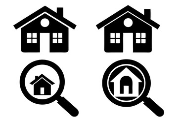 set of House Searching icon silhouette vector illustration