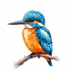 Obraz premium Colorful Kingfisher Perched on a Branch Showcasing Vibrant Plumage and Keen Eyes