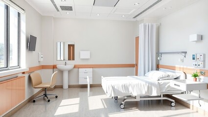 Modern Hospital Room Design for Single Patients with Private Ensuite