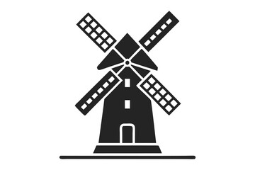 Obraz premium windmill icon silhouette on white background