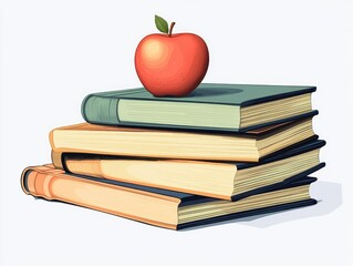 Stack of books with an apple (2)