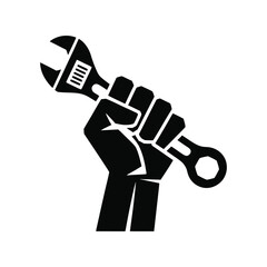 Empowered Hand Holding a Wrench Vector Icon Illustration