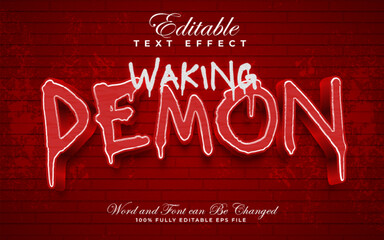 Waking Demon editable text effect in scary and glow style