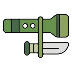 Icones pictogramme symbole lampe et couteau militaire