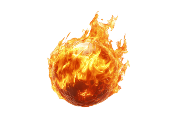 Cannonball in flame isolated on transparent background
