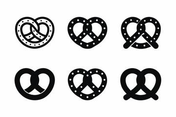 set of Pretzel icon silhouette vector illustration