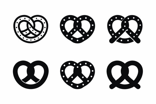 set of Pretzel icon silhouette vector illustration