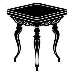 Vintage Table Outline Flat Design Vector Illustration
