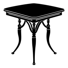 Vintage Table Outline Flat Design Vector Illustration
