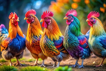 Fototapeta premium Sebright Chickens: Colorful & Charming