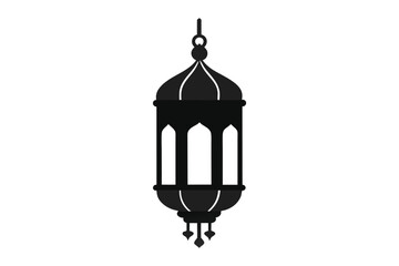 Hanging Islamic lantern silhouette isolated on white background