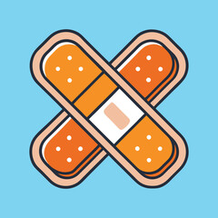 Illustration of aid crossed bandages on light blue background symbolizing first aid