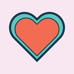 Minimalist love heart illustration with bright color scheme and clean outline design
