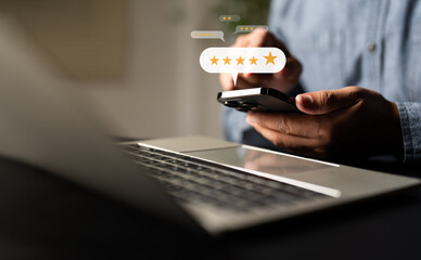 User give rating to service experience on online application, Customer can evaluate quality of...