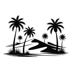 Palm Tree Landscape Vector Silhouette Tropical Scene