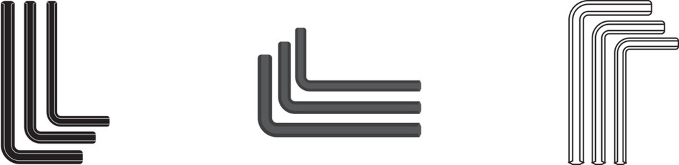 Hex key or allen wrench tool set isolated vector