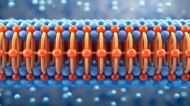 A detailed illustration showing cell membrane channels in active function.