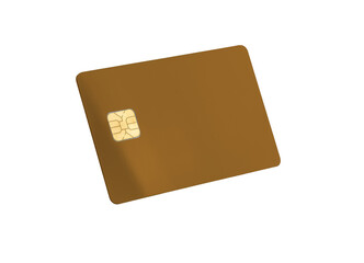 Tilted bankcard design. Plastic card shown in angled perspective with chip for credit, debit, loan,