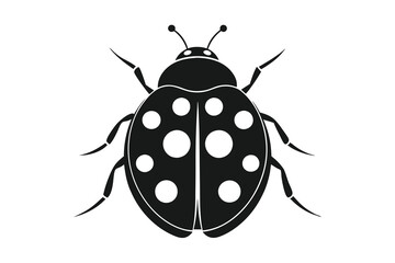 Fototapeta premium ladybug silhouette line art vector illustration isolated on white background