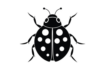 ladybug silhouette line art vector illustration isolated on white background © Mahinur