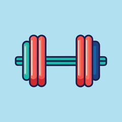 Minimalist vector illustration of a colorful dumbbell for fitness and exercise