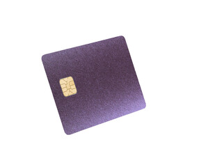 Grainy card payment concept. Tilted textured plastic bankcard with chip shown in perspective for