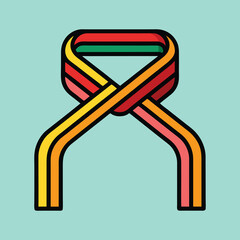 Colorful ribbon illustration with a retro design and vibrant color palette