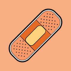 A simple graphic illustration of a band aid on a peach background