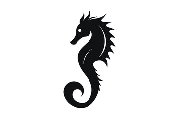 Seahorse silhouette vector illustration on white background
