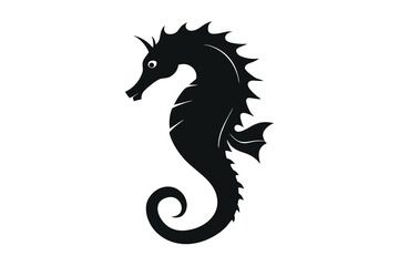 Seahorse silhouette vector illustration on white background
