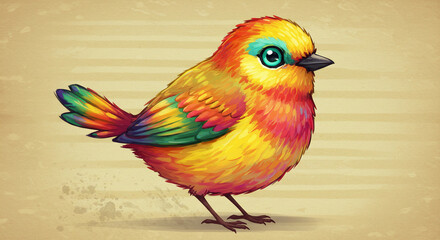 Cute Colorful Bird with Vibrant Feathers and Blue Eyes
