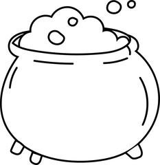 Witch Cauldron Doodle with Bubbles in Halloween Theme