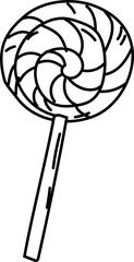 Lollipop Halloween Treat in Simple Line Art Illustration