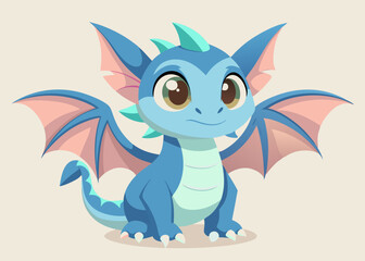 Adorable Baby Dragon Cartoon Illustration Cute Fantasy Creature